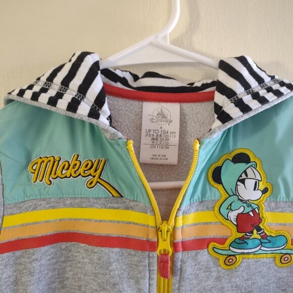 Disney Mickey Mousse Full Zip Hoodie Jacket Sweatshirt Skate Colorful Kid Size 4 - Picture 5 of 11